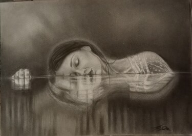 Рисунок под названием "Soul mirror" - Maria Teresa Napolitano, Подлинное произведение искусства, Графит