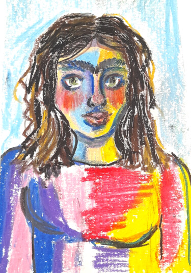 Картина под названием "Portrait of a girl…" - Maria Terskikh, Подлинное произведение искусства, Пастель