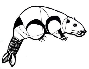 "Animal beaver styli…" başlıklı Tablo Maria Terskikh tarafından, Orijinal sanat, Jel kalem