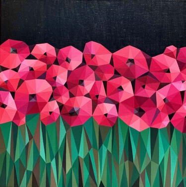 Painting titled "DANCE OF POPPIES" by Maria Tuzhilkina, Original Artwork, Acrylic Mounted on Wood Stretcher frame