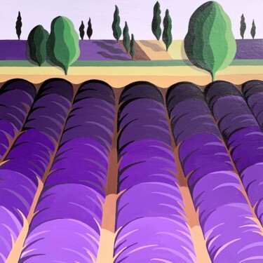 Malerei mit dem Titel "LAVENDER FIELD" von Maria Tuzhilkina, Original-Kunstwerk, Acryl Auf Keilrahmen aus Holz montiert