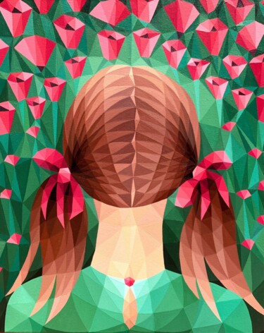 Картина под названием "THE GIRL IN A POPPY…" - Maria Tuzhilkina, Подлинное произведение искусства, Акрил Установлен на Дерев…