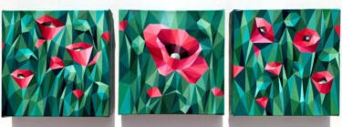 Painting titled "TRIPTYCH “FIELD OF…" by Maria Tuzhilkina, Original Artwork, Acrylic Mounted on Wood Stretcher frame