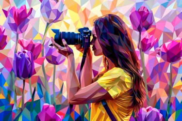 Digital Arts titled "PHOTO ON THE LILAC…" by Maria Tuzhilkina, Original Artwork, Digital Print Mounted on Wood Stretcher fra…