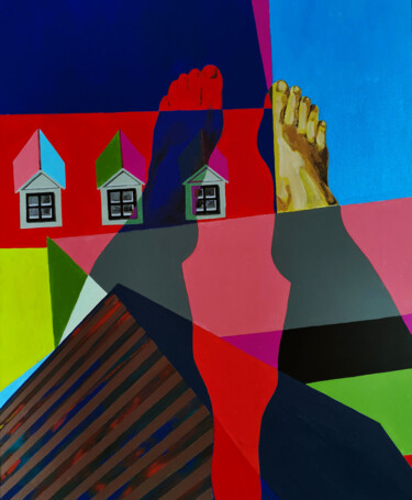 Pintura titulada "Over the rooftops" por Maria&Vadim Lipovsky, Obra de arte original, Acrílico Montado en Bastidor de camill…