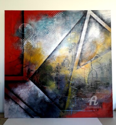 Schilderij getiteld "cascableue" door Maria Valverde, Origineel Kunstwerk, Acryl