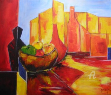 Peinture intitulée "coupe à fruits" par Maria Valverde, Œuvre d'art originale