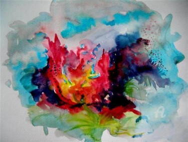 Peinture intitulée "fleur fantastique 2" par Maria Valverde, Œuvre d'art originale