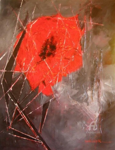 Painting titled "COQUELICOT GRAPHIQUE" by Maria Valverde, Original Artwork
