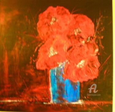 Painting titled "VASE BLEU" by Maria Valverde, Original Artwork