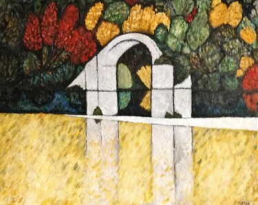 Painting titled "Bridge in Italy" by Maria Van Raalten, Original Artwork, Oil