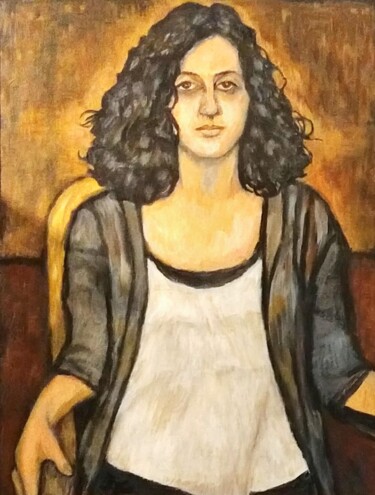 Painting titled "Portrait of a young…" by Maria Van Raalten, Original Artwork, Oil