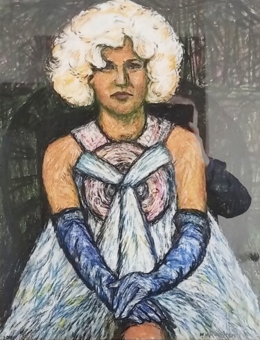 Zeichnungen mit dem Titel "Dolly Bellefleur 2" von Maria Van Raalten, Original-Kunstwerk, Pastell