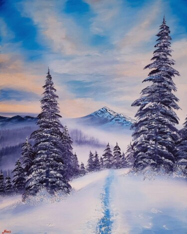 Schilderij getiteld "Winter Breath" door Maria Vasileva, Origineel Kunstwerk, Olie