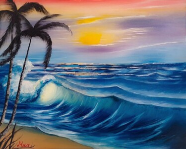 Schilderij getiteld "Tropical Seascape" door Maria Vasileva, Origineel Kunstwerk, Olie