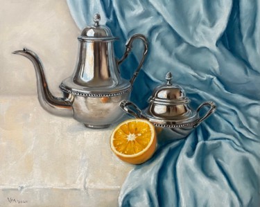 Malerei mit dem Titel "Summer tea" von Maria Vasilevich, Original-Kunstwerk, Pastell