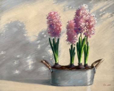 Peinture intitulée "Jacinthes rose" par Maria Vasilevich, Œuvre d'art originale, Pastel