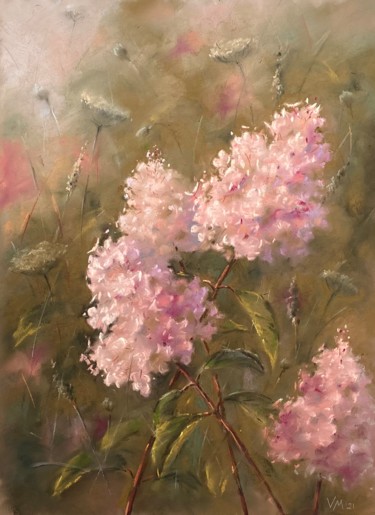 Hortensias au coucher du soleil Schilderij getiteld "Hortensias au couch…" door Maria Vasilevich, Origineel Kunstwerk, Pastel