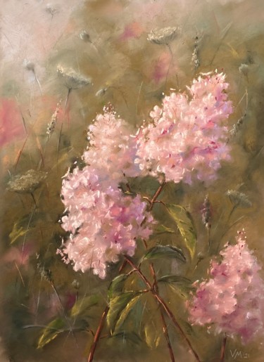 Pintura titulada "Hortensias au couch…" por Maria Vasilevich, Obra de arte original, Pastel