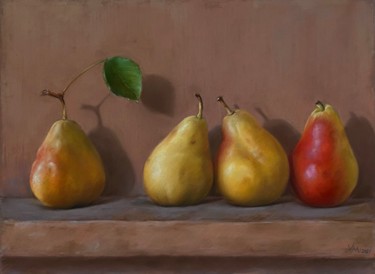 Malerei mit dem Titel "Honey pears" von Maria Vasilevich, Original-Kunstwerk, Pastell