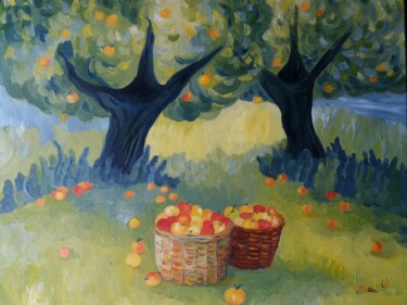 Malerei mit dem Titel "Le verger" von Maria Villain, Original-Kunstwerk, Öl