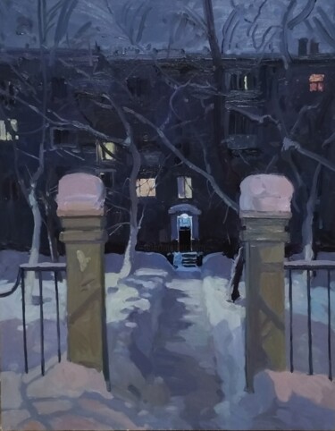 Картина под названием "Московский двор" - Maria Vinichenko, Подлинное произведение искусства, Масло
