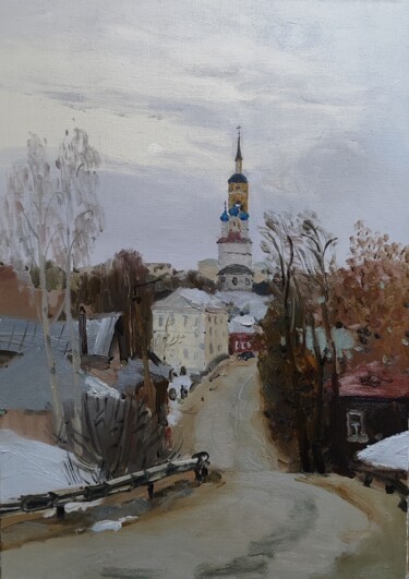 Painting titled "Дорога в Боровск" by Maria Vinichenko, Original Artwork, Oil