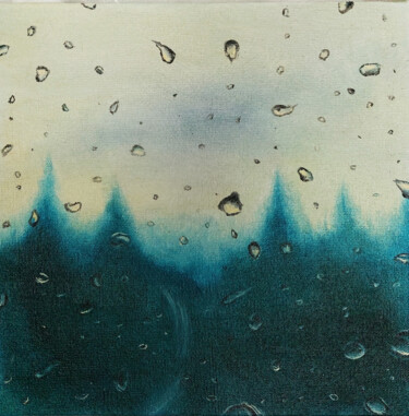 Schilderij getiteld "Rainy day, oil draw…" door Мария Власенко, Origineel Kunstwerk, Olie