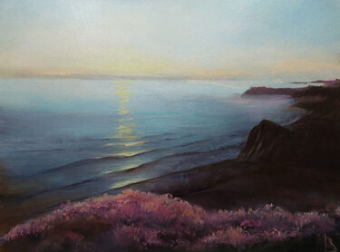 Картина под названием "Coastal flowers, oi…" - Мария Власенко, Подлинное произведение искусства, Масло
