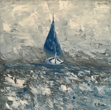 Painting titled "Voile bleu" by Maria Xavier Alves (XAM), Original Artwork, Acrylic