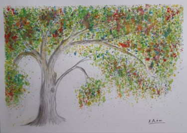 Peinture intitulée "Arbre aux couleurs 1" par Maria Xavier Alves (XAM), Œuvre d'art originale, Acrylique