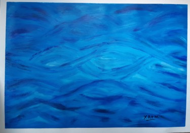 Painting titled "Bleu océan" by Maria Xavier Alves (XAM), Original Artwork, Acrylic