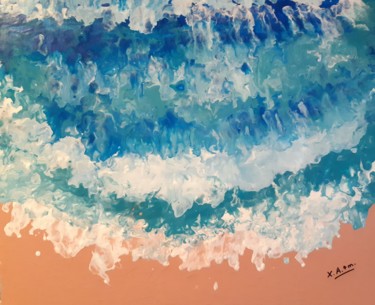 Peinture intitulée "La vague et sable r…" par Maria Xavier Alves (XAM), Œuvre d'art originale, Acrylique