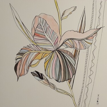Peinture intitulée "Iris abstract" par Maria Xavier Alves (XAM), Œuvre d'art originale, Aquarelle