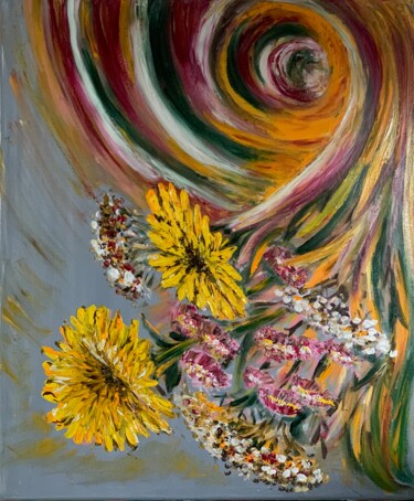 Pittura intitolato "Flowers for me" da Maria Zasidkovych (Mariia), Opera d'arte originale, Olio