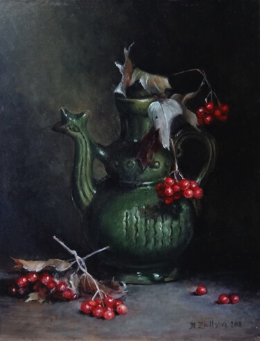 Painting titled "Nature morte au vio…" by Maria Zhiltsova, Original Artwork, Oil