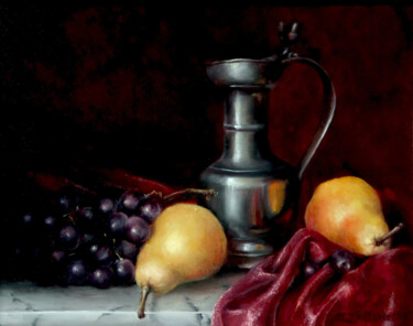 Painting titled "Nature morte avec u…" by Maria Zhiltsova, Original Artwork, Oil