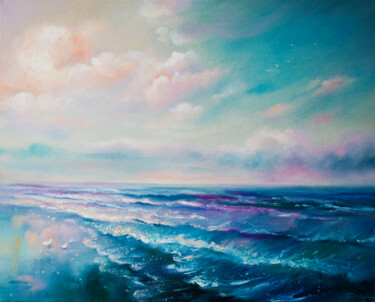 Painting titled "Infinity Horizons" by Mariia Zhurovich, Original Artwork, Oil Mounted on Wood Stretcher frame