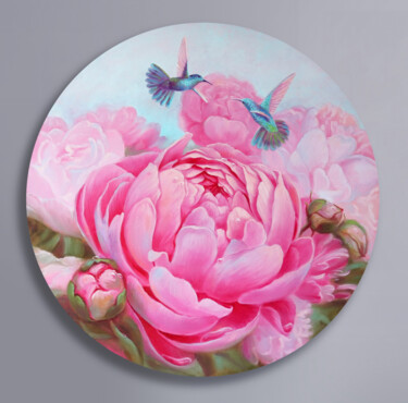 Painting titled "Round picture - Rom…" by Mariia Zhurovich, Original Artwork, Oil Mounted on Wood Stretcher frame
