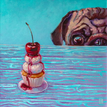 Painting titled ""Alluring yummy", a…" by Mariia Zhurovich, Original Artwork, Oil Mounted on Wood Panel