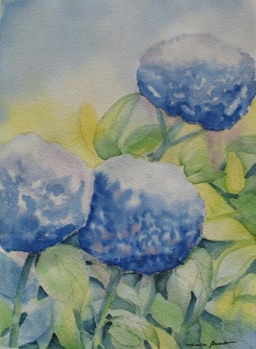 Peinture intitulée "Bleu ouaté" par Maria Bourdon, Œuvre d'art originale