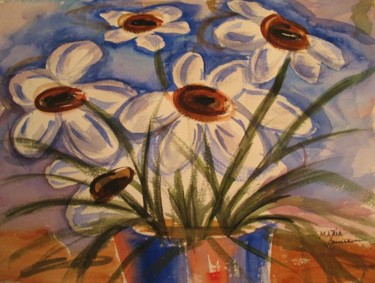 Painting titled "Fleurs en folie" by Maria Bourdon, Original Artwork
