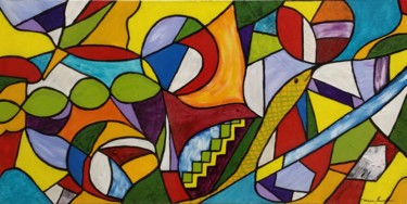 Painting titled "MOSAÏCOULEUR" by Maria Bourdon, Original Artwork, Oil