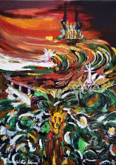 Pintura intitulada "L'urlo dello Stretto" por Mariaceleste Arena, Obras de arte originais, Acrílico