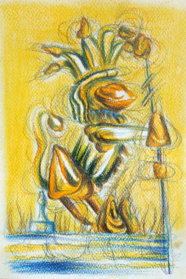 Desenho intitulada "Leone arancino II" por Mariaceleste Arena, Obras de arte originais, Pastel