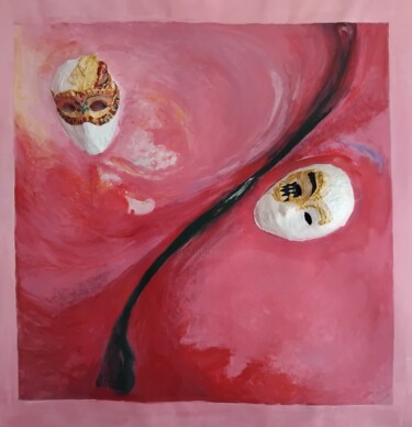 Peinture intitulée "Mask" par Mariacristina Valletti, Œuvre d'art originale, Acrylique Monté sur Panneau de bois