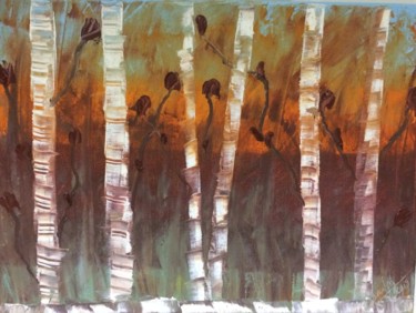 Painting titled "Canavial (reed)" by Mariagil, Original Artwork, Oil Mounted on Wood Panel
