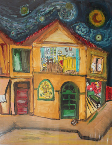 Pittura intitolato "La casa di Van Gogh" da Cimatti, Opera d'arte originale, Olio