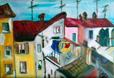 Malerei mit dem Titel "dalla-finestra-dell…" von Cimatti, Original-Kunstwerk, Öl