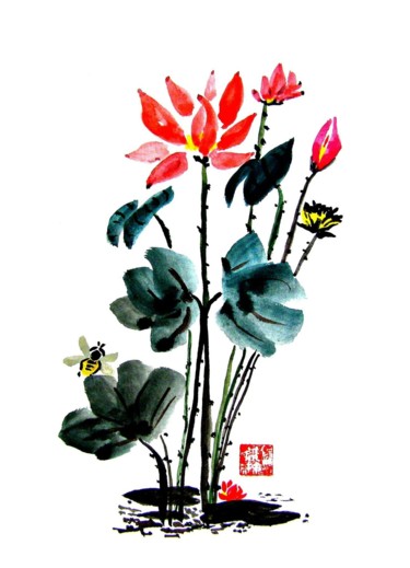 Peinture intitulée "Peinture Chinoise L…" par Marialissen, Œuvre d'art originale